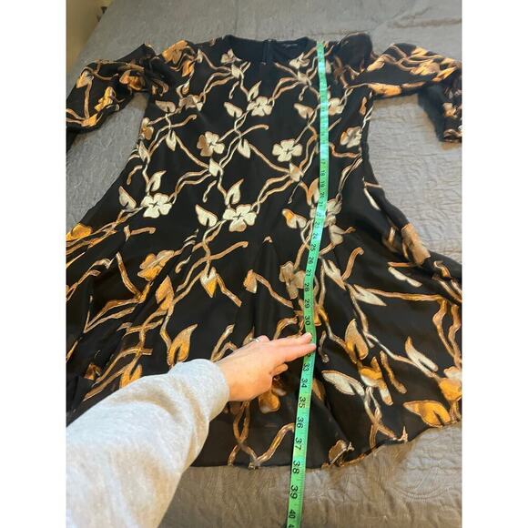 Tommy Hilfiger black and gold floral chiffon trapeze dress size 10 - Picture 10 of 14